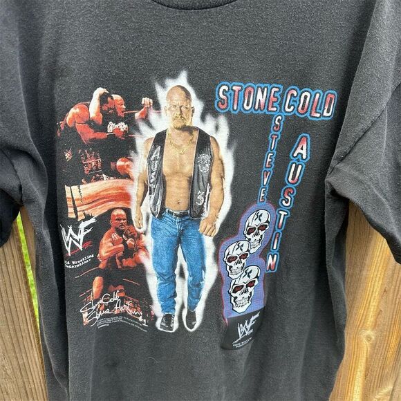 Vintage 1998 WWF Stone Cold Steve Austin Graphic Tee Men's XL Black - Picture 2 of 9